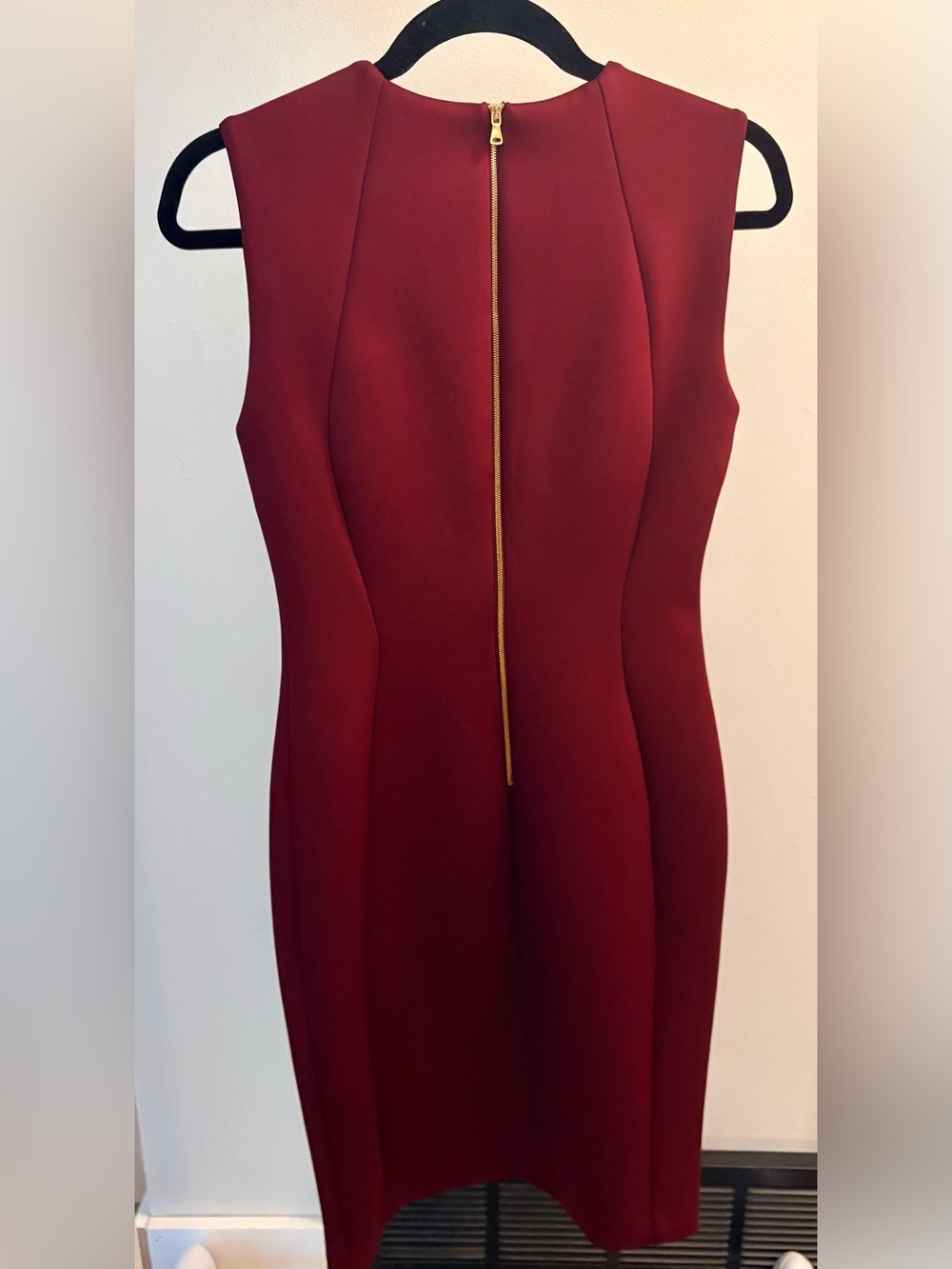 Calvin Klein Sleeveless Burgundy Midi Sheath Dress - Picture 2 of 2